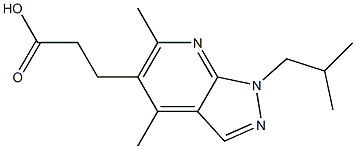 3-(1-isobutyl-4,6-dimethyl-1H-pyrazolo[3,4-b]pyridin-5-yl)propanoic acid Struktur