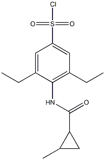 3,5-diethyl-4-[(2-methylcyclopropane)amido]benzene-1-sulfonyl chloride Struktur