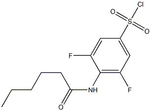 3,5-difluoro-4-hexanamidobenzene-1-sulfonyl chloride Struktur