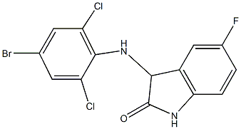 3-[(4-bromo-2,6-dichlorophenyl)amino]-5-fluoro-2,3-dihydro-1H-indol-2-one Struktur