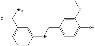 3-{[(4-hydroxy-3-methoxyphenyl)methyl]amino}benzamide Struktur