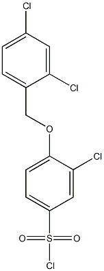 3-chloro-4-[(2,4-dichlorophenyl)methoxy]benzene-1-sulfonyl chloride Struktur