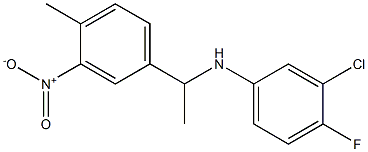 3-chloro-4-fluoro-N-[1-(4-methyl-3-nitrophenyl)ethyl]aniline Struktur