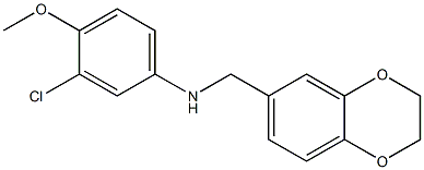 3-chloro-N-(2,3-dihydro-1,4-benzodioxin-6-ylmethyl)-4-methoxyaniline Struktur