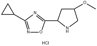 3-cyclopropyl-5-(4-methoxypyrrolidin-2-yl)-1,2,4-oxadiazole Struktur