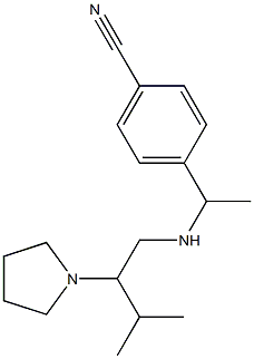 4-(1-{[3-methyl-2-(pyrrolidin-1-yl)butyl]amino}ethyl)benzonitrile Struktur