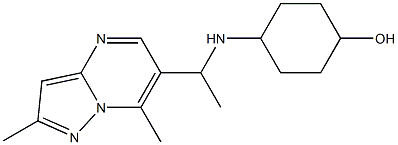 4-[(1-{2,7-dimethylpyrazolo[1,5-a]pyrimidin-6-yl}ethyl)amino]cyclohexan-1-ol Struktur