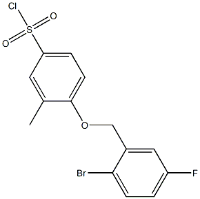 4-[(2-bromo-5-fluorophenyl)methoxy]-3-methylbenzene-1-sulfonyl chloride Struktur