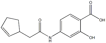 4-[(cyclopent-2-en-1-ylacetyl)amino]-2-hydroxybenzoic acid Struktur