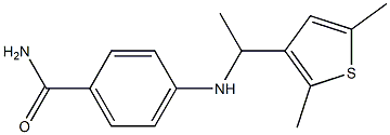 4-{[1-(2,5-dimethylthiophen-3-yl)ethyl]amino}benzamide Struktur