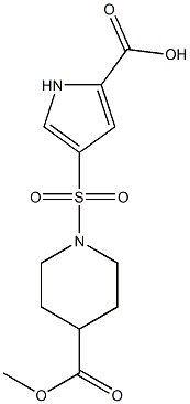 4-{[4-(methoxycarbonyl)piperidine-1-]sulfonyl}-1H-pyrrole-2-carboxylic acid Struktur