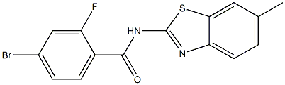 4-bromo-2-fluoro-N-(6-methyl-1,3-benzothiazol-2-yl)benzamide Struktur