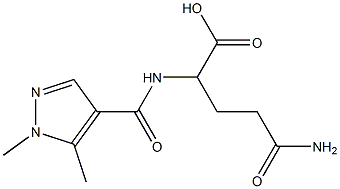 4-carbamoyl-2-[(1,5-dimethyl-1H-pyrazol-4-yl)formamido]butanoic acid Struktur