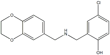 4-chloro-2-{[(2,3-dihydro-1,4-benzodioxin-6-ylmethyl)amino]methyl}phenol Struktur