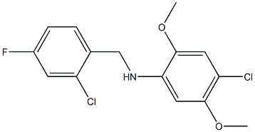 4-chloro-N-[(2-chloro-4-fluorophenyl)methyl]-2,5-dimethoxyaniline Struktur