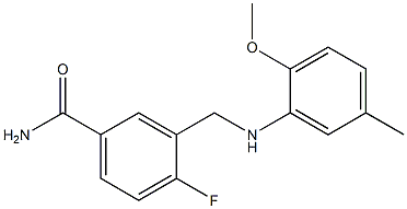 4-fluoro-3-{[(2-methoxy-5-methylphenyl)amino]methyl}benzamide Struktur