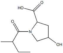 4-hydroxy-1-(2-methylbutanoyl)pyrrolidine-2-carboxylic acid Struktur