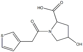 4-hydroxy-1-[2-(thiophen-3-yl)acetyl]pyrrolidine-2-carboxylic acid Struktur