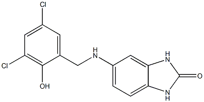 5-{[(3,5-dichloro-2-hydroxyphenyl)methyl]amino}-2,3-dihydro-1H-1,3-benzodiazol-2-one Struktur