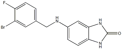 5-{[(3-bromo-4-fluorophenyl)methyl]amino}-2,3-dihydro-1H-1,3-benzodiazol-2-one Struktur