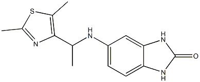 5-{[1-(2,5-dimethyl-1,3-thiazol-4-yl)ethyl]amino}-2,3-dihydro-1H-1,3-benzodiazol-2-one Struktur