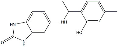 5-{[1-(2-hydroxy-4-methylphenyl)ethyl]amino}-2,3-dihydro-1H-1,3-benzodiazol-2-one Struktur