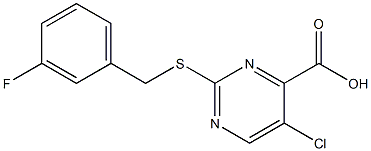 5-chloro-2-[(3-fluorobenzyl)thio]pyrimidine-4-carboxylic acid Struktur