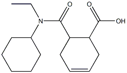 6-{[cyclohexyl(ethyl)amino]carbonyl}cyclohex-3-ene-1-carboxylic acid Struktur