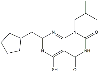 7-(cyclopentylmethyl)-1-isobutyl-5-mercaptopyrimido[4,5-d]pyrimidine-2,4(1H,3H)-dione Struktur