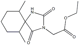 ethyl 2-{6,10-dimethyl-2,4-dioxo-1,3-diazaspiro[4.5]decan-3-yl}acetate Struktur