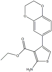 ethyl 2-amino-4-(2,3-dihydro-1,4-benzodioxin-6-yl)thiophene-3-carboxylate Struktur