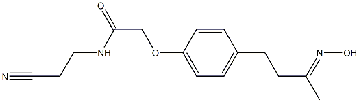 N-(2-cyanoethyl)-2-{4-[(3E)-3-(hydroxyimino)butyl]phenoxy}acetamide Struktur