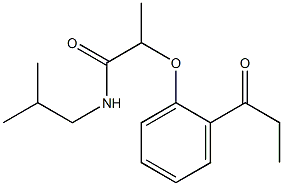 N-(2-methylpropyl)-2-(2-propanoylphenoxy)propanamide Struktur