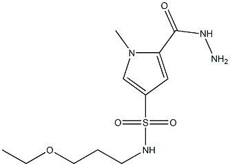 N-(3-ethoxypropyl)-5-(hydrazinocarbonyl)-1-methyl-1H-pyrrole-3-sulfonamide Struktur