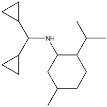 N-(dicyclopropylmethyl)-5-methyl-2-(propan-2-yl)cyclohexan-1-amine Struktur