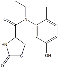 N-ethyl-N-(5-hydroxy-2-methylphenyl)-2-oxo-1,3-thiazolidine-4-carboxamide Struktur