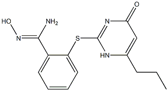 N'-hydroxy-2-[(4-oxo-6-propyl-1,4-dihydropyrimidin-2-yl)sulfanyl]benzene-1-carboximidamide Struktur