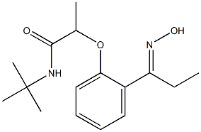 N-tert-butyl-2-{2-[1-(hydroxyimino)propyl]phenoxy}propanamide Struktur