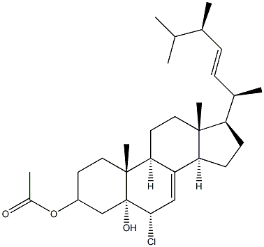 3-Acetoxy-6a-chloroergosta-7,22-dien-5a-ol Struktur