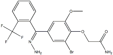 2-(2-bromo-6-methoxy-4-{2-[3-(trifluoromethyl)phenyl]carbohydrazonoyl}phenoxy)acetamide Struktur