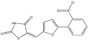 5-[(5-{2-nitrophenyl}-2-furyl)methylene]-1,3-thiazolidine-2,4-dione Struktur