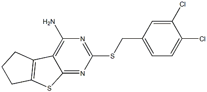 2-[(3,4-dichlorobenzyl)sulfanyl]-6,7-dihydro-5H-cyclopenta[4,5]thieno[2,3-d]pyrimidin-4-amine Struktur