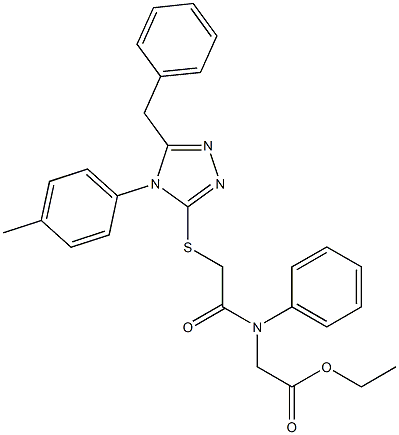 ethyl [({[5-benzyl-4-(4-methylphenyl)-4H-1,2,4-triazol-3-yl]sulfanyl}acetyl)anilino]acetate Struktur