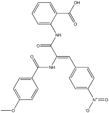 2-({3-{4-nitrophenyl}-2-[(4-methoxybenzoyl)amino]acryloyl}amino)benzoic acid Struktur