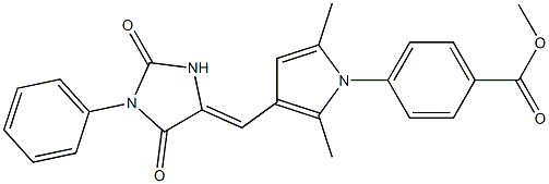 methyl 4-{3-[(2,5-dioxo-1-phenyl-4-imidazolidinylidene)methyl]-2,5-dimethyl-1H-pyrrol-1-yl}benzoate Struktur