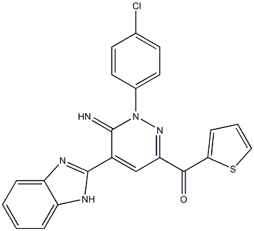 [5-(1H-benzimidazol-2-yl)-1-(4-chlorophenyl)-6-imino-1,6-dihydro-3-pyridazinyl](2-thienyl)methanone Struktur