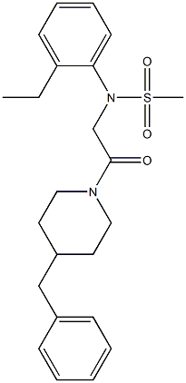 N-[2-(4-benzyl-1-piperidinyl)-2-oxoethyl]-N-(2-ethylphenyl)methanesulfonamide Struktur