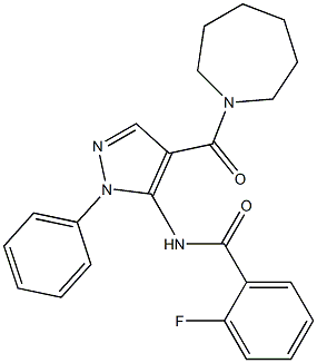 N-[4-(1-azepanylcarbonyl)-1-phenyl-1H-pyrazol-5-yl]-2-fluorobenzamide Struktur