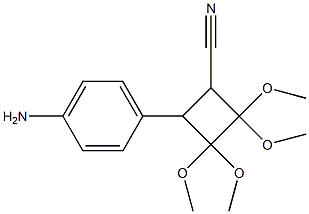 4-(4-aminophenyl)-2,2,3,3-tetramethoxycyclobutanecarbonitrile Struktur