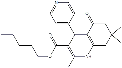 pentyl 2,7,7-trimethyl-5-oxo-4-(4-pyridinyl)-1,4,5,6,7,8-hexahydro-3-quinolinecarboxylate Struktur